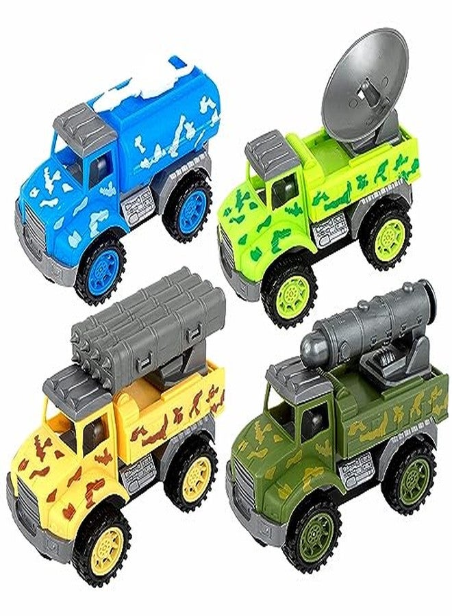 PASCOL Military Toy Truck,Combat Military Toy Truck Battle Military Truck Lancher Truck, Missile Launcher Truck and Rescue Vehicle. Best Fun Model Educational Return Gift (Pack of 4) - Image 1